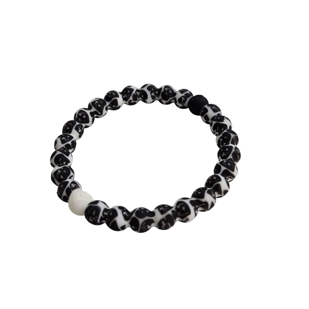 Star Wars Unisex Darth Vader Silicone Bead Stretch Bracelet Black White Medium